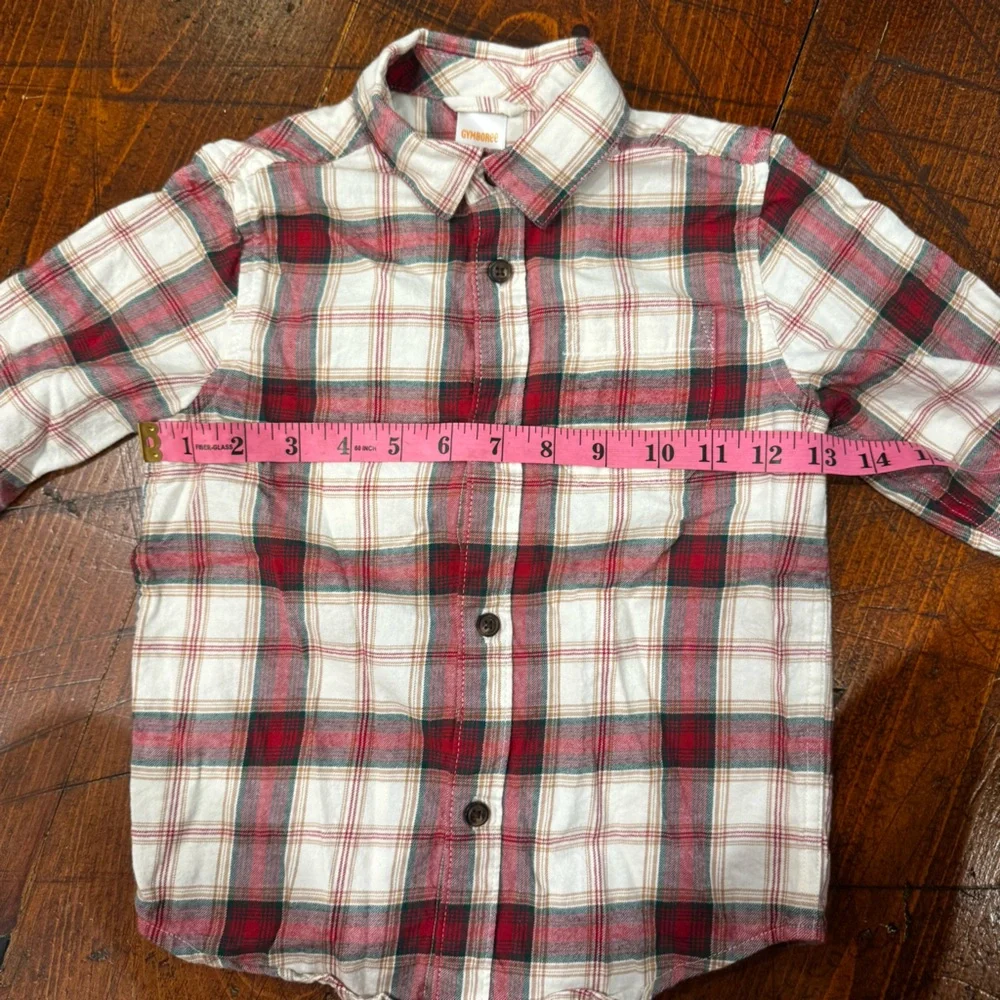 Gymboree Red, Green and White Plaid Button Down Shirt- 5T- Holiday‎
